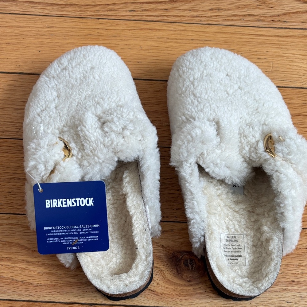 Birkenstock Kids Cream Fuzzy Slippers